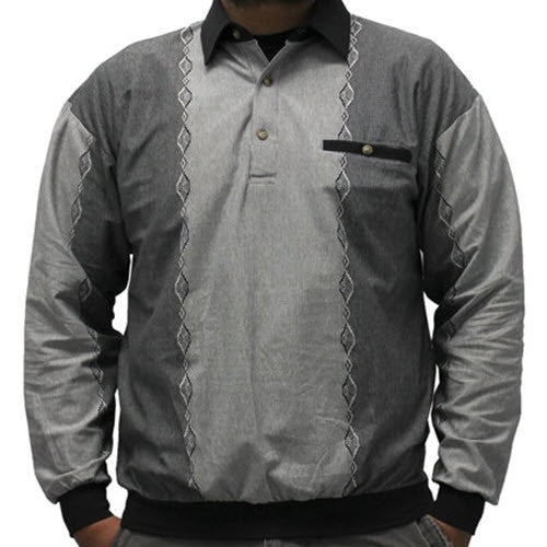 LD Sport Jacquard Long Sleeve Banded Bottom Shirt - 6094-851 Black