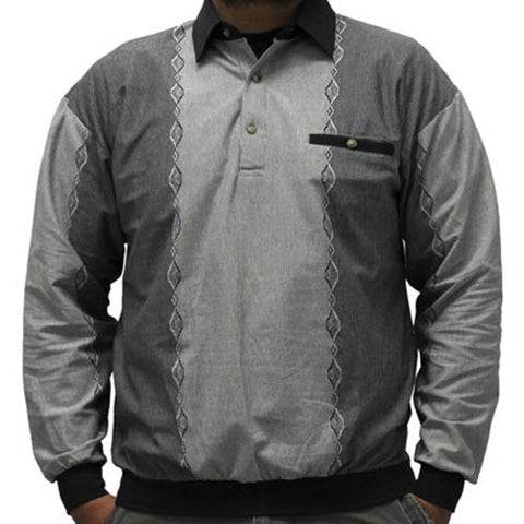 LD Sport Jacquard Long Sleeve Banded Bottom Shirt - 6094-851 Black