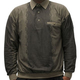 LD Sport Jacquard Long Sleeve Banded Bottom Shirt - 6094-851 Mocha