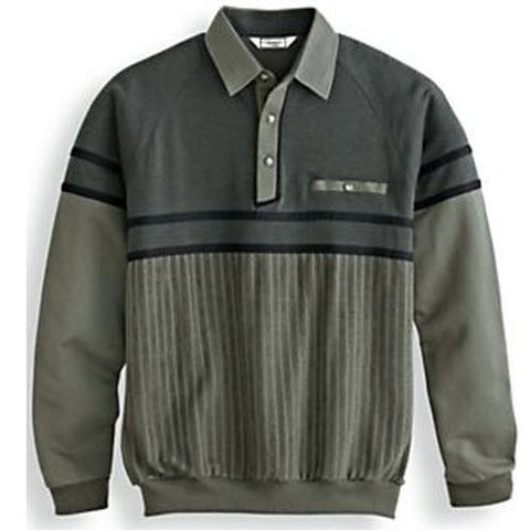 Classics by Palmland Two Tone Long Sleeve Banded Bottom Shirt 6094-903 Olive