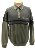 Classics by Palmland Two Tone Long Sleeve Banded Bottom Shirt 6094-903 Olive