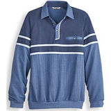 Palmland Long Sleeve French Terry Banded Bottom Polo Shirt - 6094-903 Blue