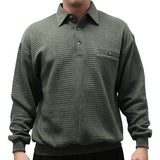 LD Sport Solid Textured Long Sleeve Banded Bottom Shirt - 6094-950 - Olive Heather