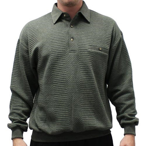 LD Sport Solid Textured Long Sleeve Banded Bottom Shirt - 6094-950 - Olive Heather