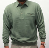 LD Sport Solid Textured Long Sleeve Banded Bottom Shirt - 6094-950 - Olive - Big and Tall