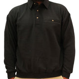 LD Sport Solid Textured Long Sleeve Banded Bottom Shirt 6094-950 Black