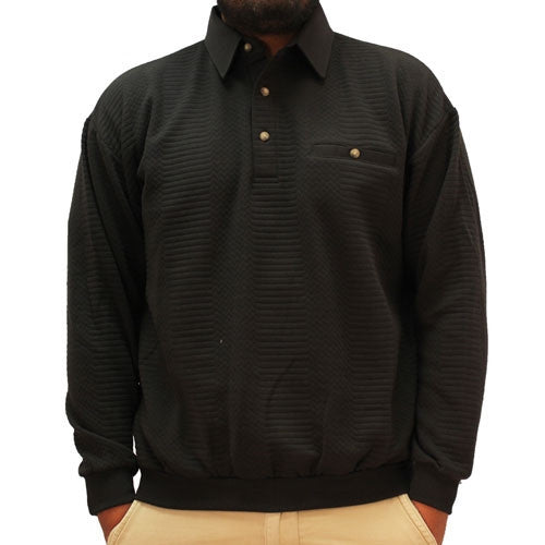 LD Sport Solid Textured Long Sleeve Banded Bottom Shirt - 6094-950 - Black- Big and Tall