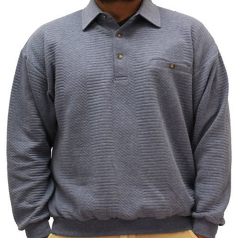 LD Sport Solid Textured Long Sleeve Banded Bottom Shirt - 6094-950 - Blue Heather