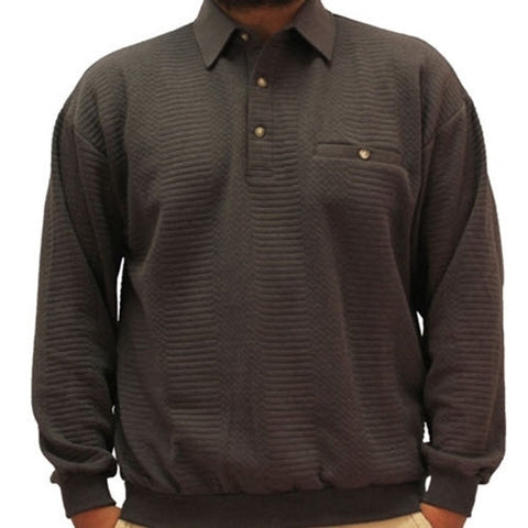 LD Sport Solid Textured Long Sleeve Banded Bottom Shirt - 6094-950 - Charcoal - Big and Tall
