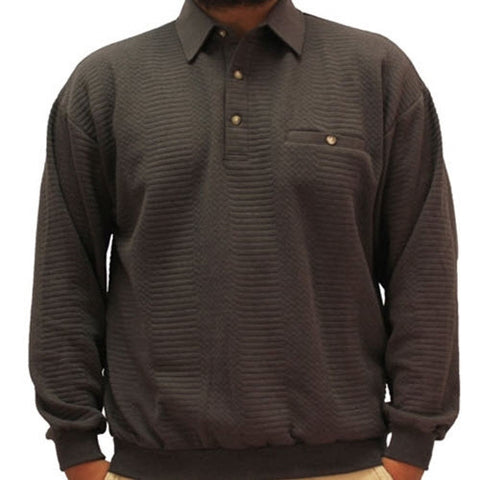 LD Sport Solid Textured Long Sleeve Banded Bottom Shirt - 6094-950 - Char