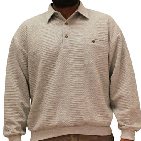 LD Sport Solid Textured Long Sleeve Banded Bottom Shirt 6094-950 Grey Heather