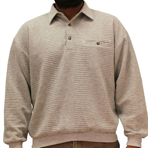 LD Sport L/S Solid Textured Banded Bottom - 6094-950 - Grey Heather - Big and Tall