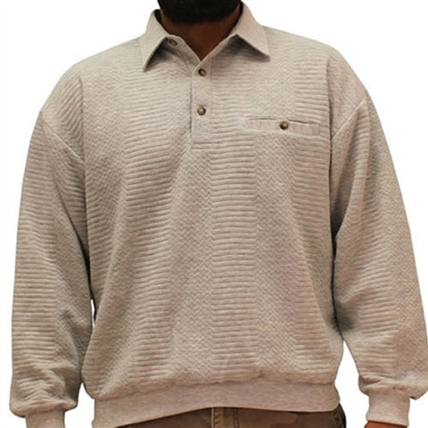 LD Sport L/S Solid Textured Banded Bottom - 6094-950 - Grey Heather - Big and Tall