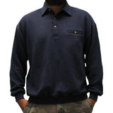 LD Sport Solid Textured Long Sleeve Banded Bottom Shirt - 6094-950 - Navy - Big and Tall