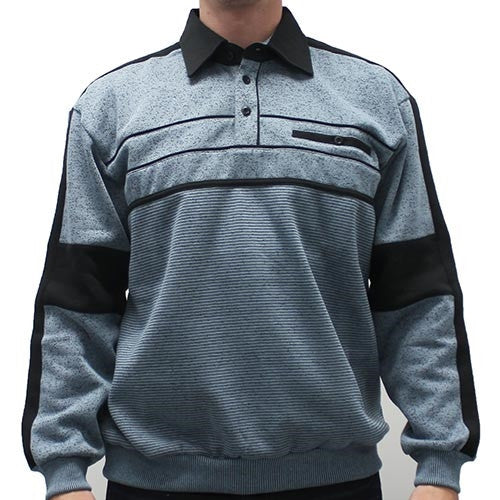 Classics by Palmland L/S Two Tone Banded Bottom Shirt 6094-BL14-Blue