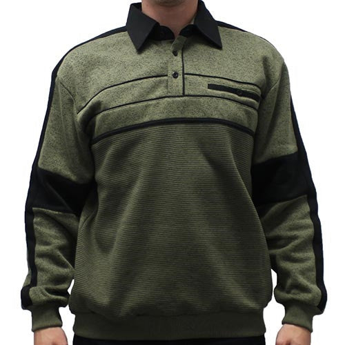 Classics by Palmland L/S Two Tone Banded Bottom Shirt 6094-BL14-Olive
