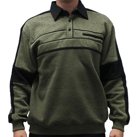Classics by Palmland L/S Two Tone Banded Bottom Shirt 6094-BL14-Olive