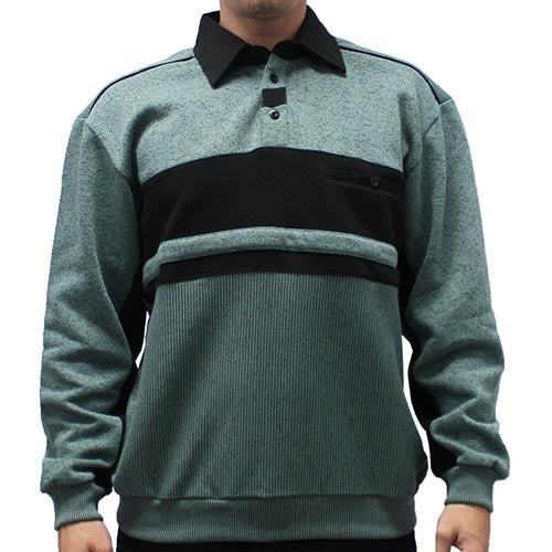 Classic by Palmland Two Tone Banded Bottom Shirt 6094-BLR8-Moss