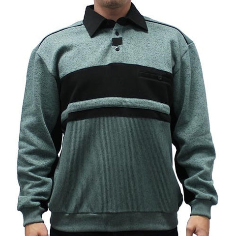 Classic by Palmland Two Tone Banded Bottom Shirt 6094-BLR8-Moss