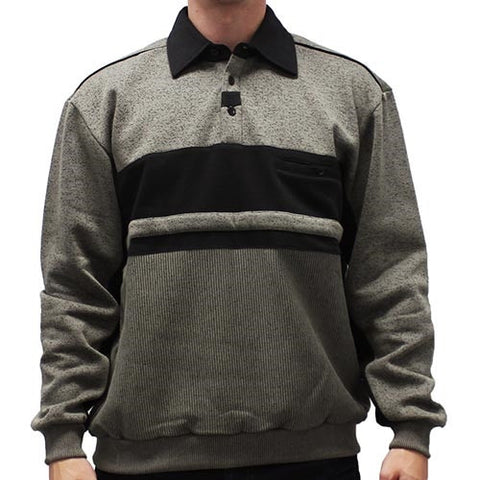Classic by Palmland Two Tone Banded Bottom Shirt 6094-BLR8-Taupe