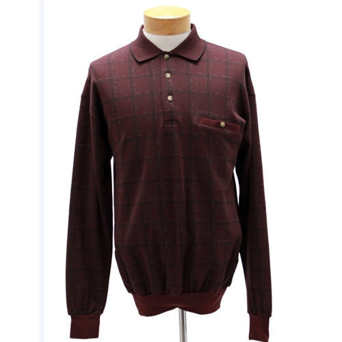 LD Sport Jacquard Long Sleeve Banded Bottom Shirt - Burgundy