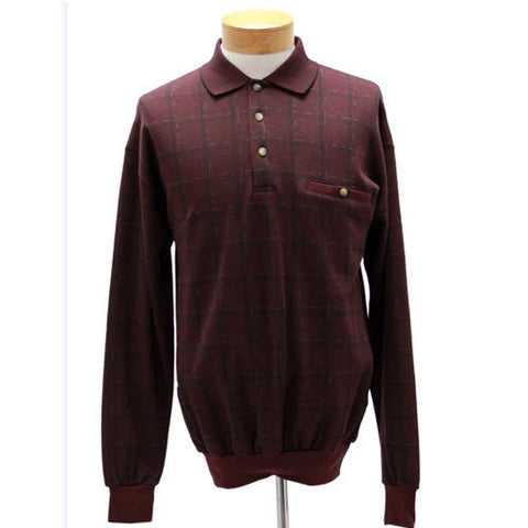 LD Sport Jacquard Long Sleeve Banded Bottom Shirt - Burgundy