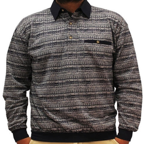 LD Sport Jacquard Long Sleeve Banded Bottom Shirt - 6096-350 Navy
