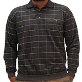 LD Sport Jacquard Long Sleeve Banded Bottom Shirt - 6096-351 Charcoal