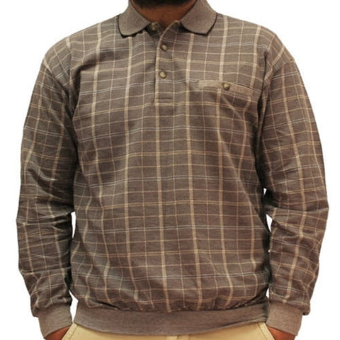 LD Sport Jacquard Long Sleeve Banded Bottom Shirt - 6096-351 Taupe