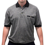 Safe Harbor Allover Short Sleeve Banded Bottom Shirt 6096SS-150 Black