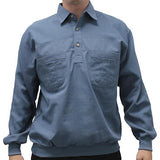 LD Sport Four Pocket Woven Long Sleeve Banded Bottom Shirt Cadet