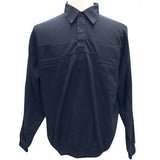 Palmland Four Pocket Woven Long Sleeve Banded Bottom Shirt - BT Sizes Navy