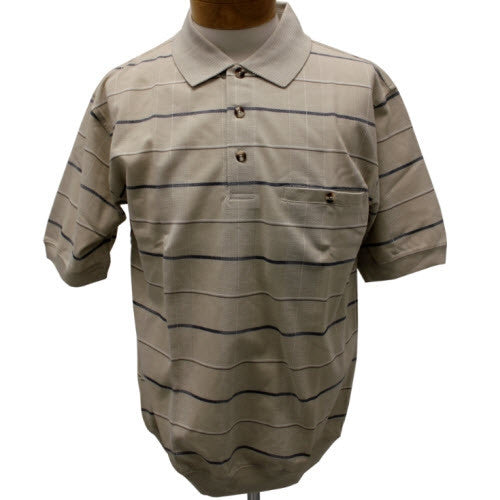 Safe Harbor Allover Short Sleeve Banded Bottom Shirt 6190-128 Khaki