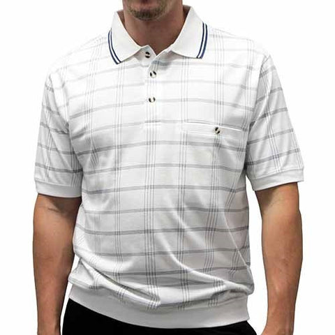 Safe Harbor Allover Short Sleeve Banded Bottom Shirt 6190-134BT White
