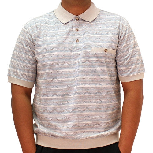 Safe Harbor Allover Short Sleeve Banded Bottom Shirt 6190-135 Taupe