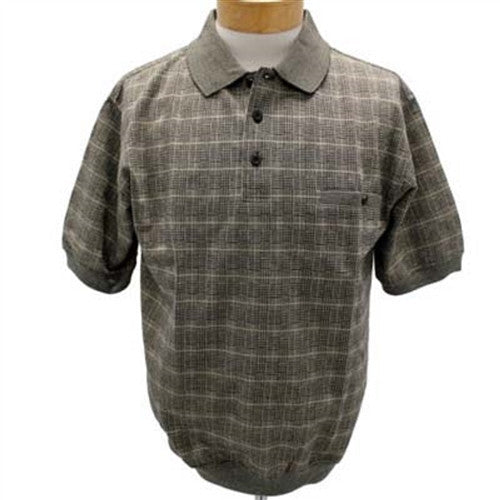Safe Harbor Allover Short Sleeve Banded Bottom Shirt 6190-136BT Khaki