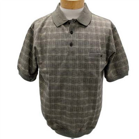 Safe Harbor Allover Short Sleeve Banded Bottom Shirt 6190-136BT Khaki