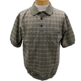 Safe Harbor Allover Short Sleeve Banded Bottom Shirt 6190-136 Khaki