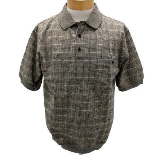 Safe Harbor Allover Short Sleeve Banded Bottom Shirt 6190-136 Khaki