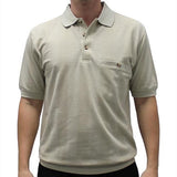 Safe Harbor Allover Short Sleeve Banded Bottom Shirt 6190-139BT Khaki
