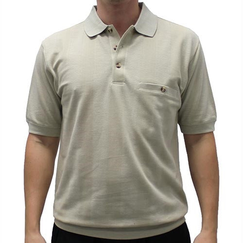 Safe Harbor Allover Short Sleeve Banded Bottom Shirt 6190-139BT Khaki