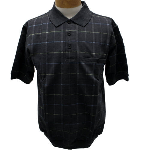 Safe Harbor Allover Short Sleeve Banded Bottom Shirt 6190-142 Charcoal