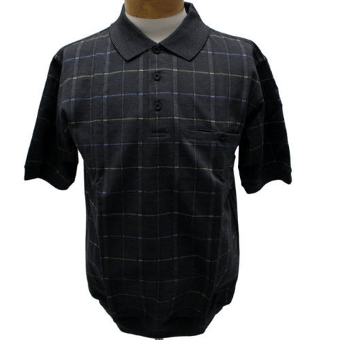 Safe Harbor Allover Short Sleeve Banded Bottom Shirt 6190-142 Charcoal