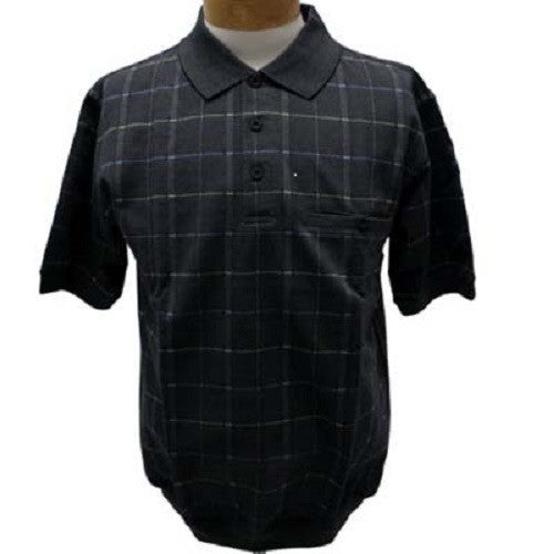 Safe Harbor Allover Short Sleeve Banded Bottom Shirt 6190-142BT Charcoal