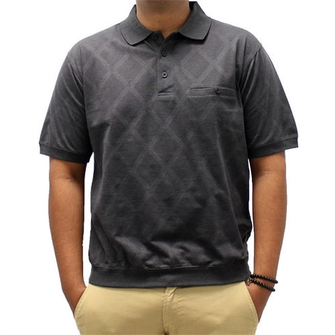 Safe Harbor Diamond Short Sleeve Banded Bottom Shirt - Black