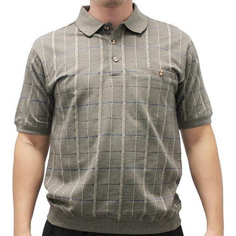 Classics By Palmland Allover Short Sleeve Banded Bottom Shirt 6190-154 Khaki