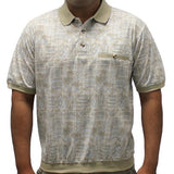 Classics By Palmland Allover Short Sleeve Banded Bottom Shirt 6190-161 Taupe
