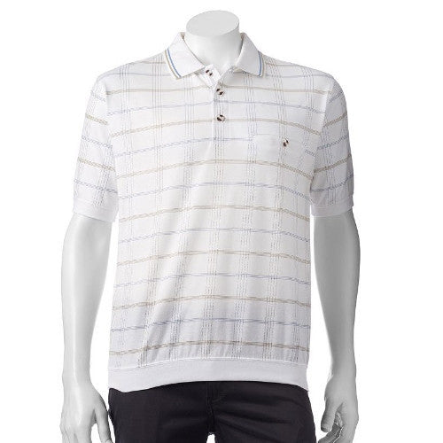 Classics By Palmland Allover Short Sleeve Banded Bottom Shirt 6190-171 White
