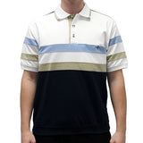 Classics By Palmland Allover Short Sleeve Banded Bottom Shirt 6190-173 Navy