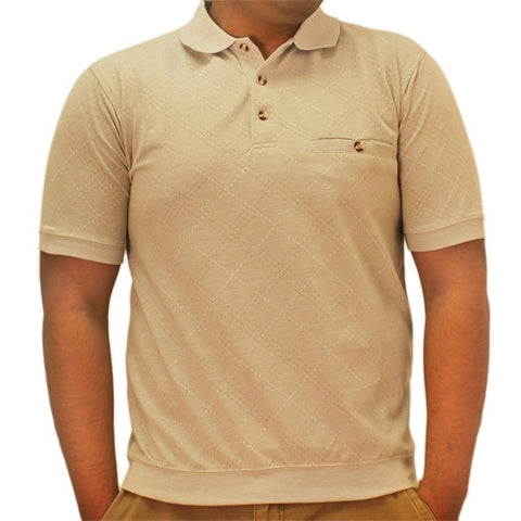 Safe Harbor Allover Short Sleeve Banded Bottom Shirt 6190-181 Taupe